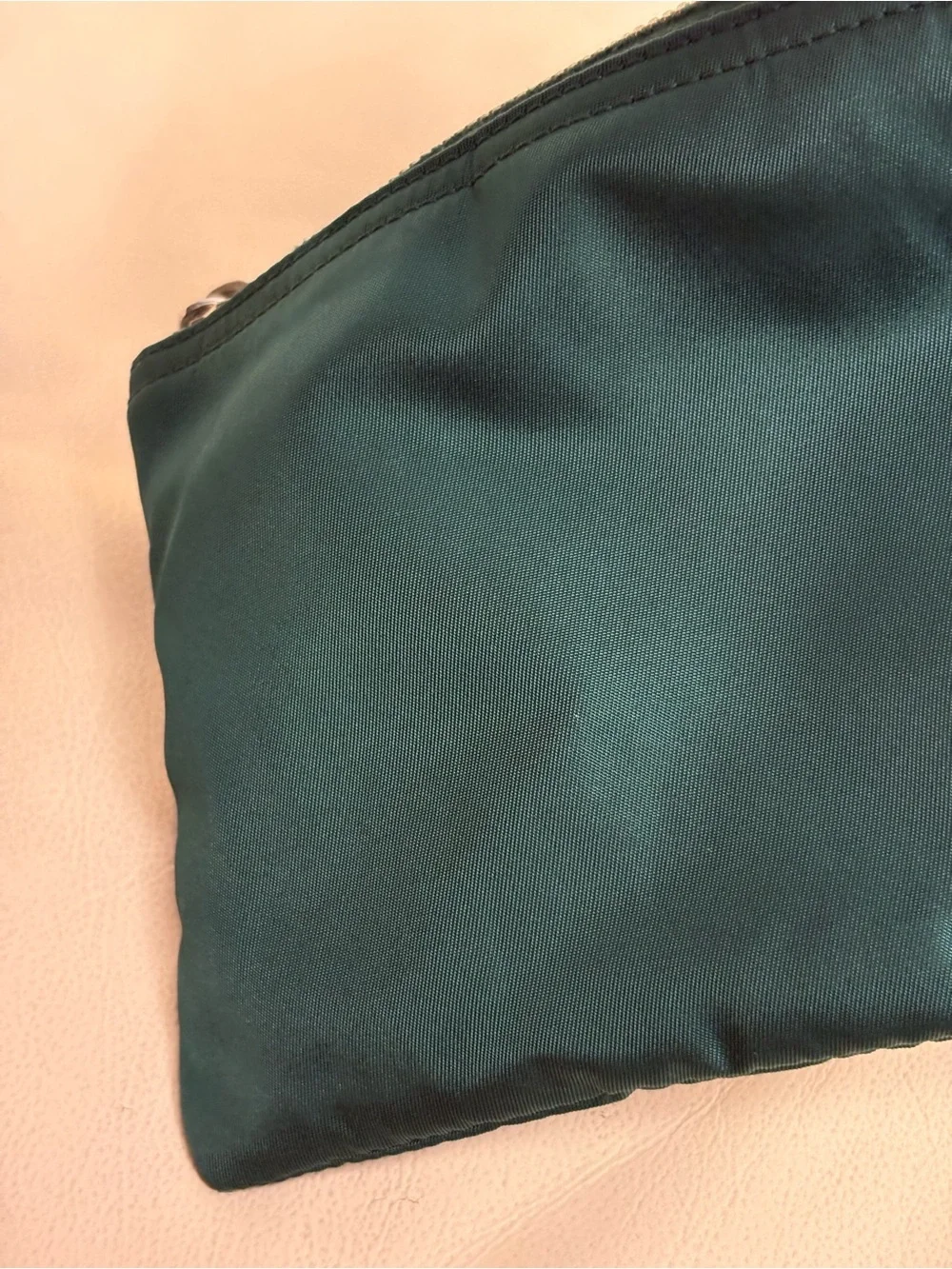 PRADA Green Bear Nylon Zipper Pouch 7 x 4 inches Tessuto